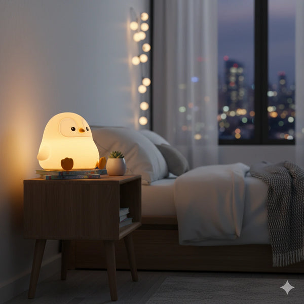 Veilleuse Bébé Pingouin en Silicone
