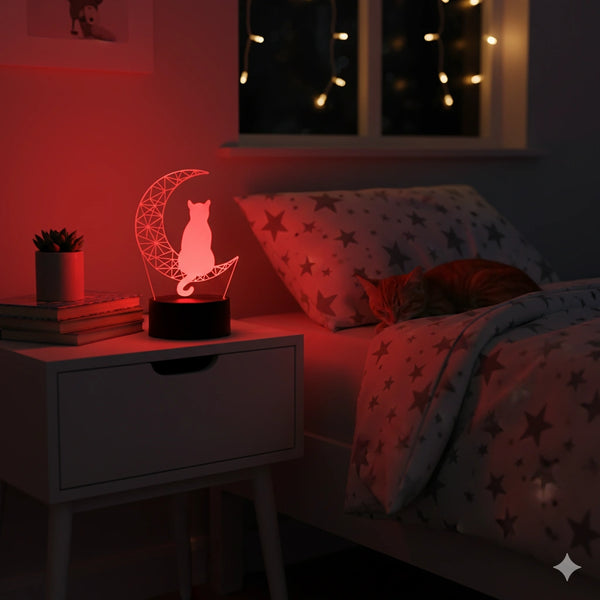 Veilleuse 3D Chat 7 Couleurs