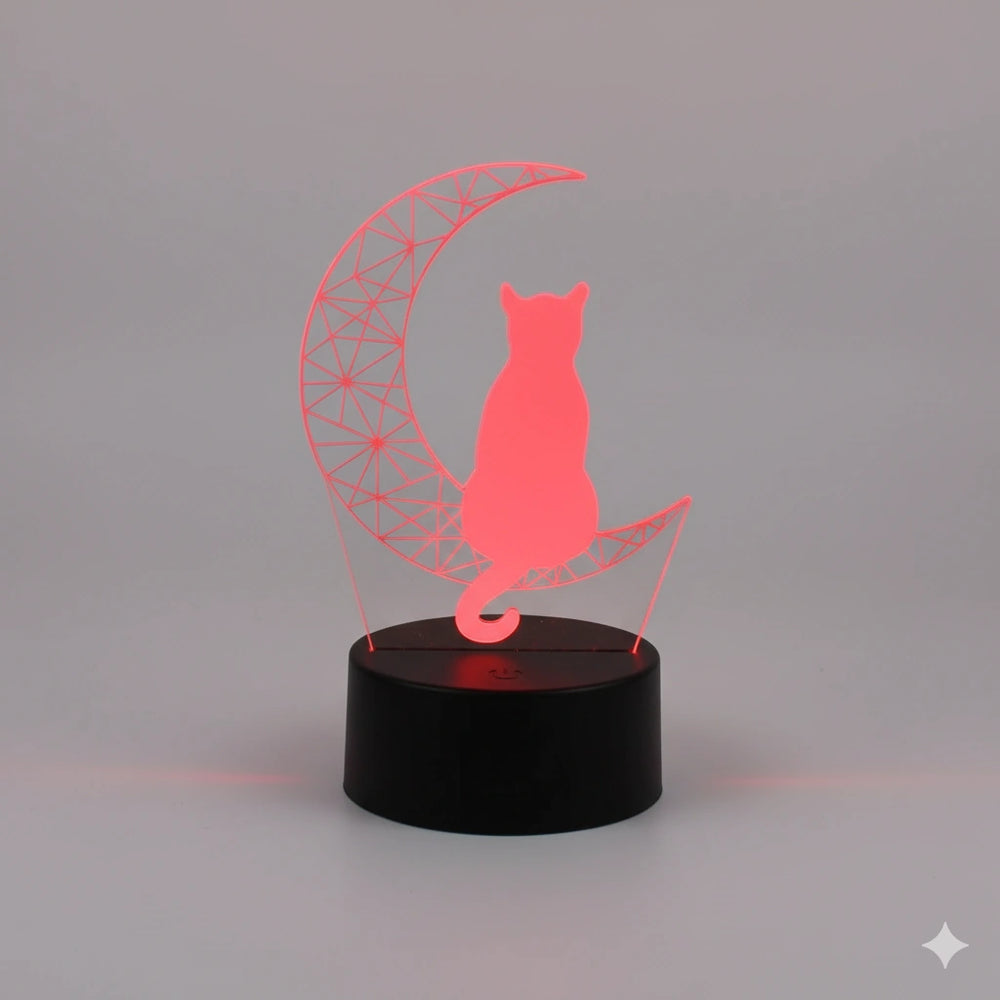 Veilleuse 3D Chat 7 Couleurs