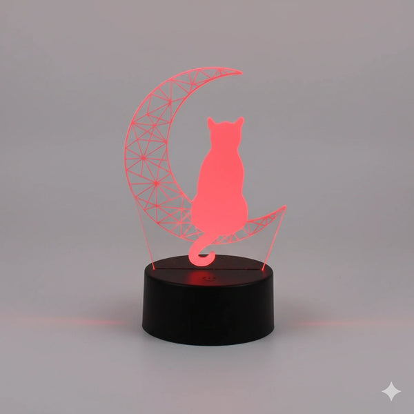 Veilleuse 3D Chat 7 Couleurs
