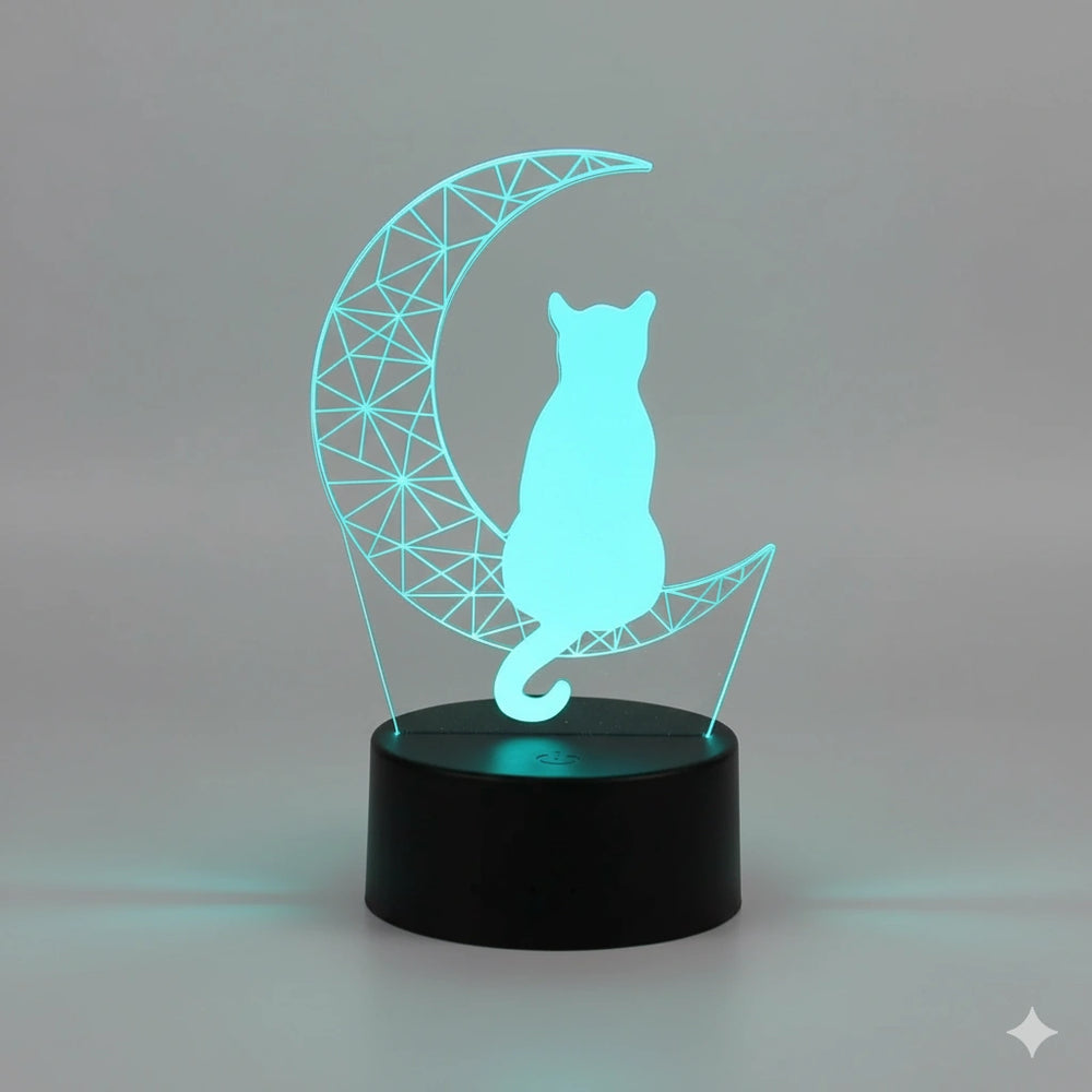 Veilleuse 3D Chat 7 Couleurs