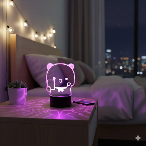 Veilleuse Bebe Panda Télécommande 3D 16 couleurs