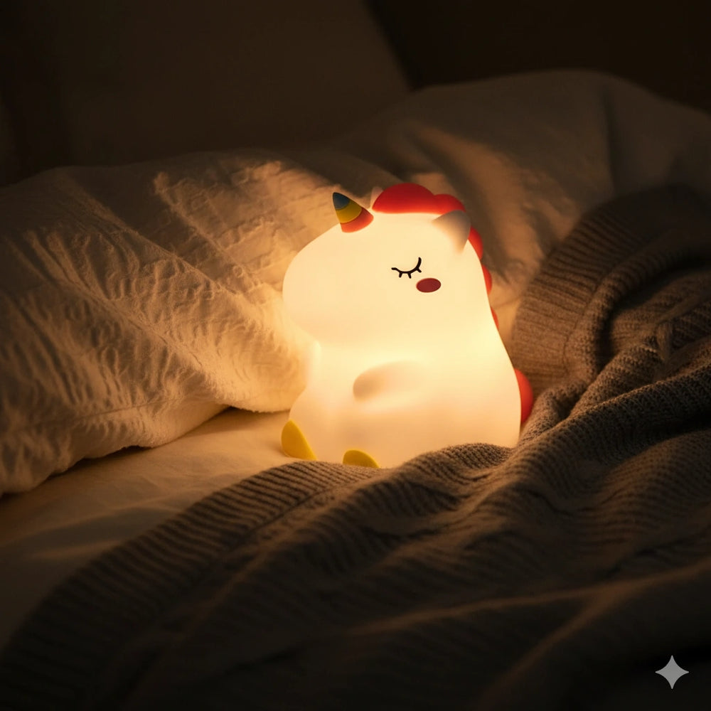 Petite Veilleuse Licorne Rechargeable en Silicone