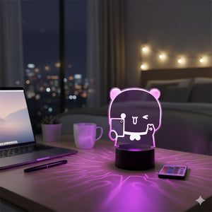 Veilleuse Bebe Panda Télécommande 3D 16 couleurs