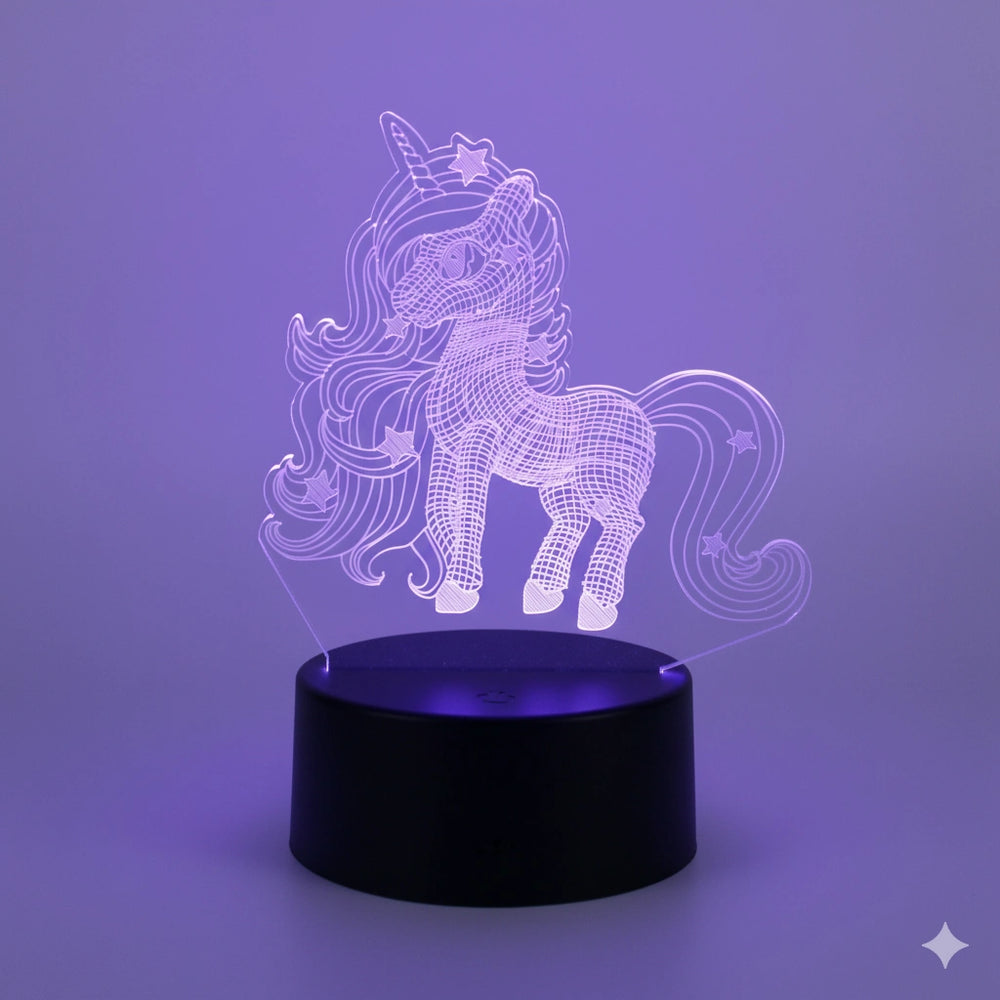 Grande Veilleuse Licorne 3D 16 Couleurs avec Télécommande