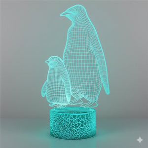 Lampe veilleuse Pingouin 3D avec Télécommande 16 Couleurs