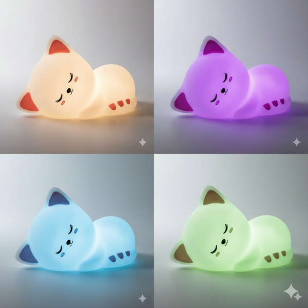 Veilleuse Chat Silicone 7 Couleurs