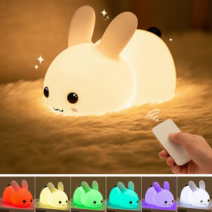 Lampe Lapin Veilleuse en Silicone avec Télécommande