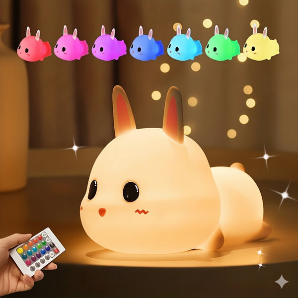 Doudou Lapin Veilleuse en Silicone 7 Couleurs