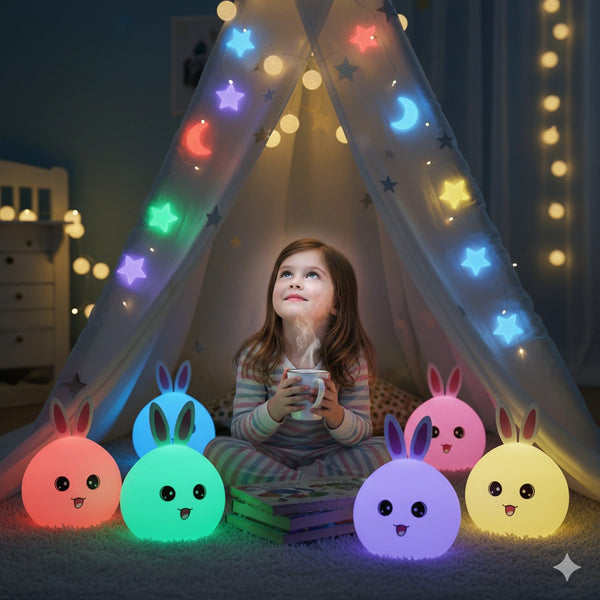 Veilleuse en Forme de Lapin en Silicone 7 Couleurs