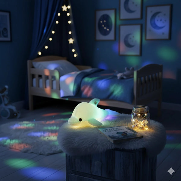 Coussin Lumineux en Peluche Doux en forme de Dauphin