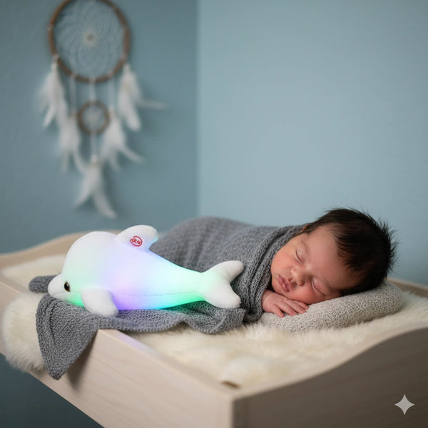 Coussin Lumineux en Peluche Doux en forme de Dauphin
