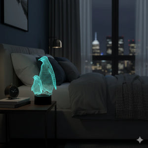Lampe veilleuse Pingouin 3D avec Télécommande 16 Couleurs