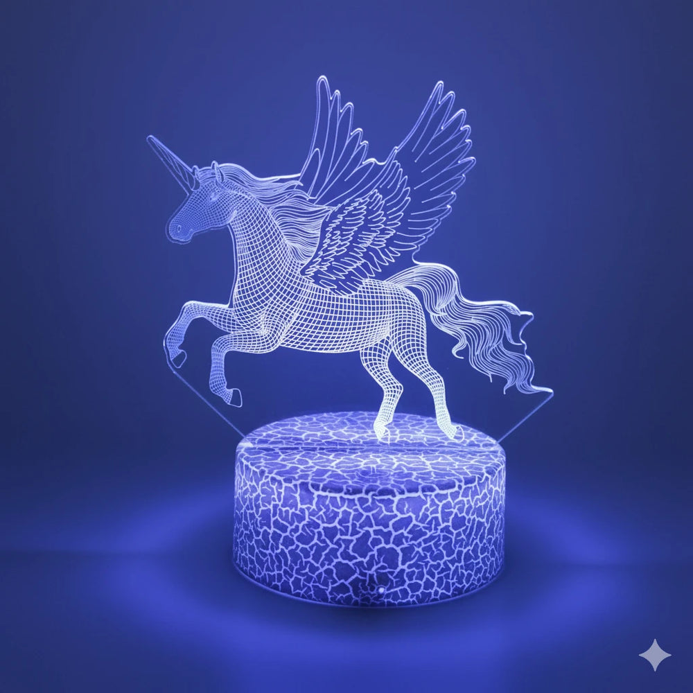 Grosse Veilleuse Licorne 3D 16 Couleurs avec Télécommande