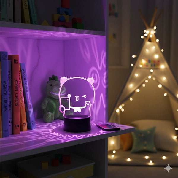 Veilleuse Bebe Panda Télécommande 3D 16 couleurs