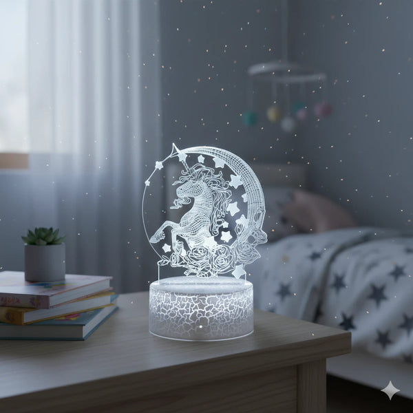 Veilleuse Licorne 3D 16 Couleurs avec Télécommande