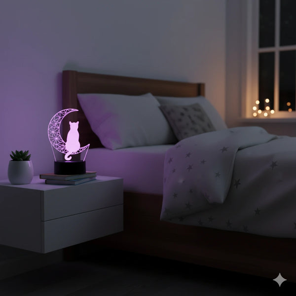 Veilleuse 3D Chat 7 Couleurs