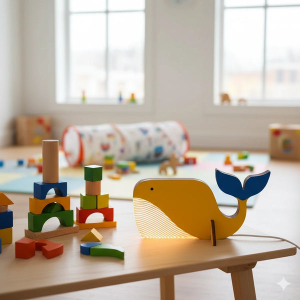 Veilleuse Bébé Baleine en Bois