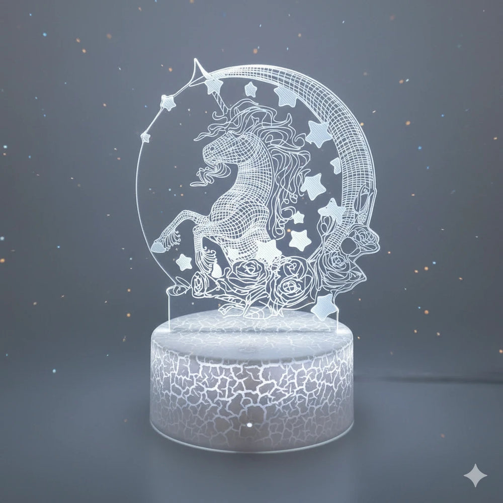 Veilleuse Licorne 3D 16 Couleurs avec Télécommande