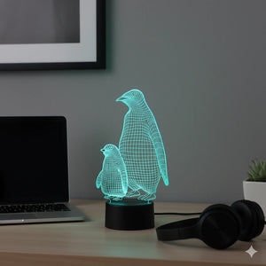Lampe veilleuse Pingouin 3D avec Télécommande 16 Couleurs