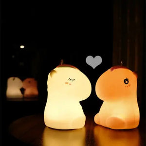 Veilleuse bébé licorne LED multicolore en silicone, lampe de nuit apaisante et rechargeable par USB pour enfant