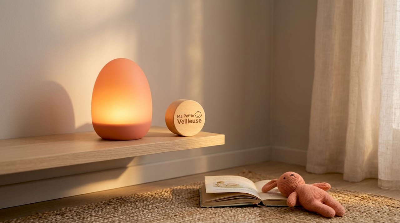 Chambre d'enfant épurée avec veilleuse en silicone