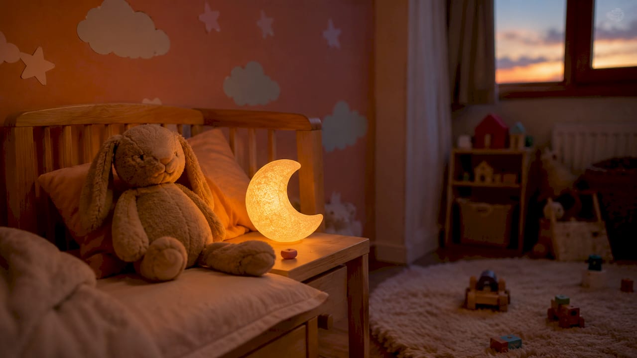 Une veilleuse à lumière douce et chaleureuse pour créer une ambiance apaisante dans la chambre de bébé.