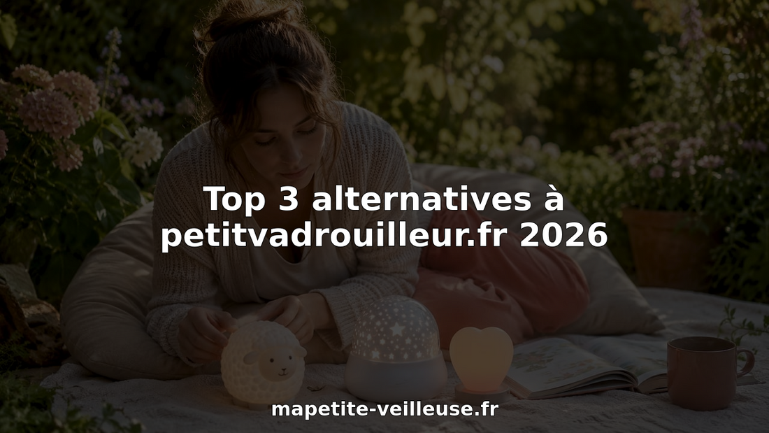 Une maman qui hésite entre plusieurs veilleuses pour bébé, en les comparant tranquillement chez elle.