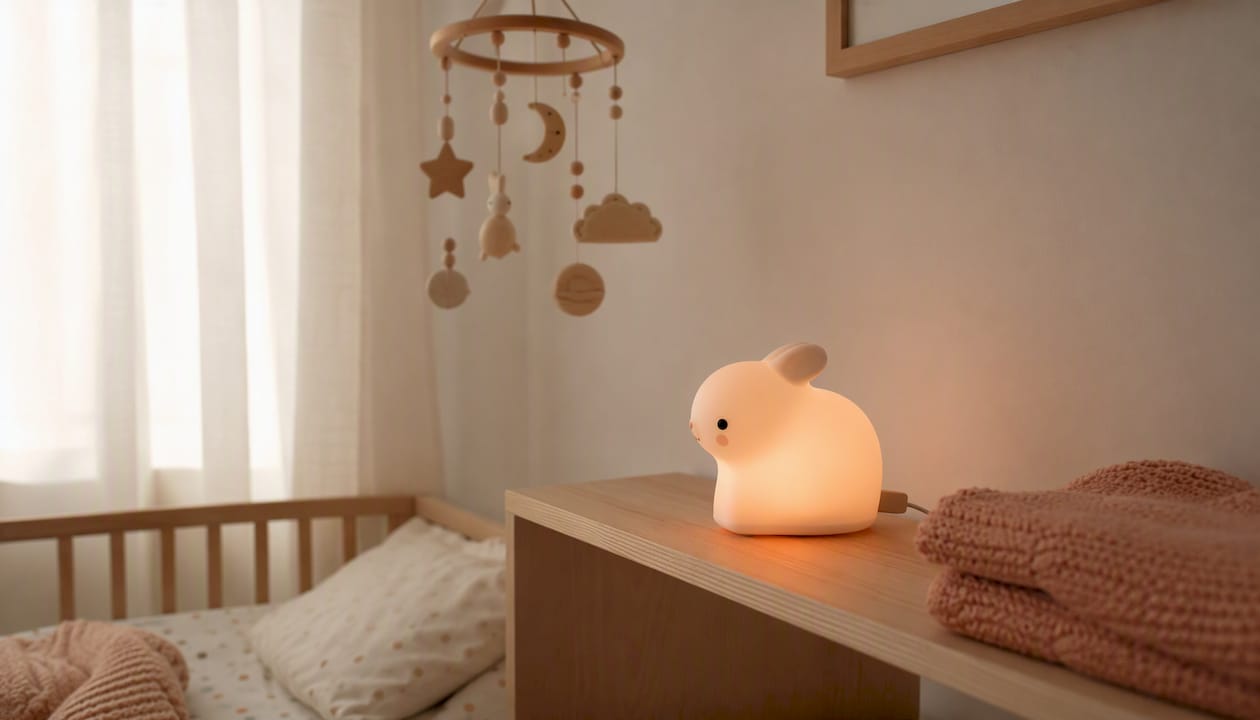 Une veilleuse douce et lumineuse pour apaiser bébé dans sa chambre.