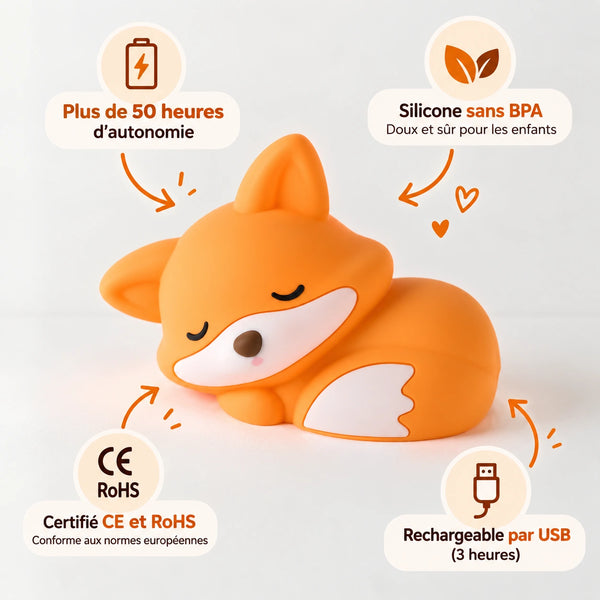 Veilleuse Renard Rechargeable En Silicone - Foxy