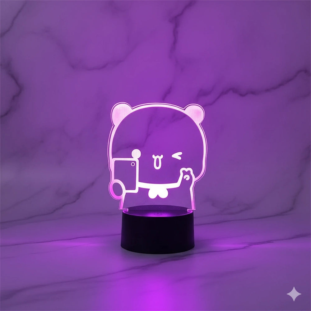 Veilleuse Bebe Panda Télécommande 3D 16 couleurs
