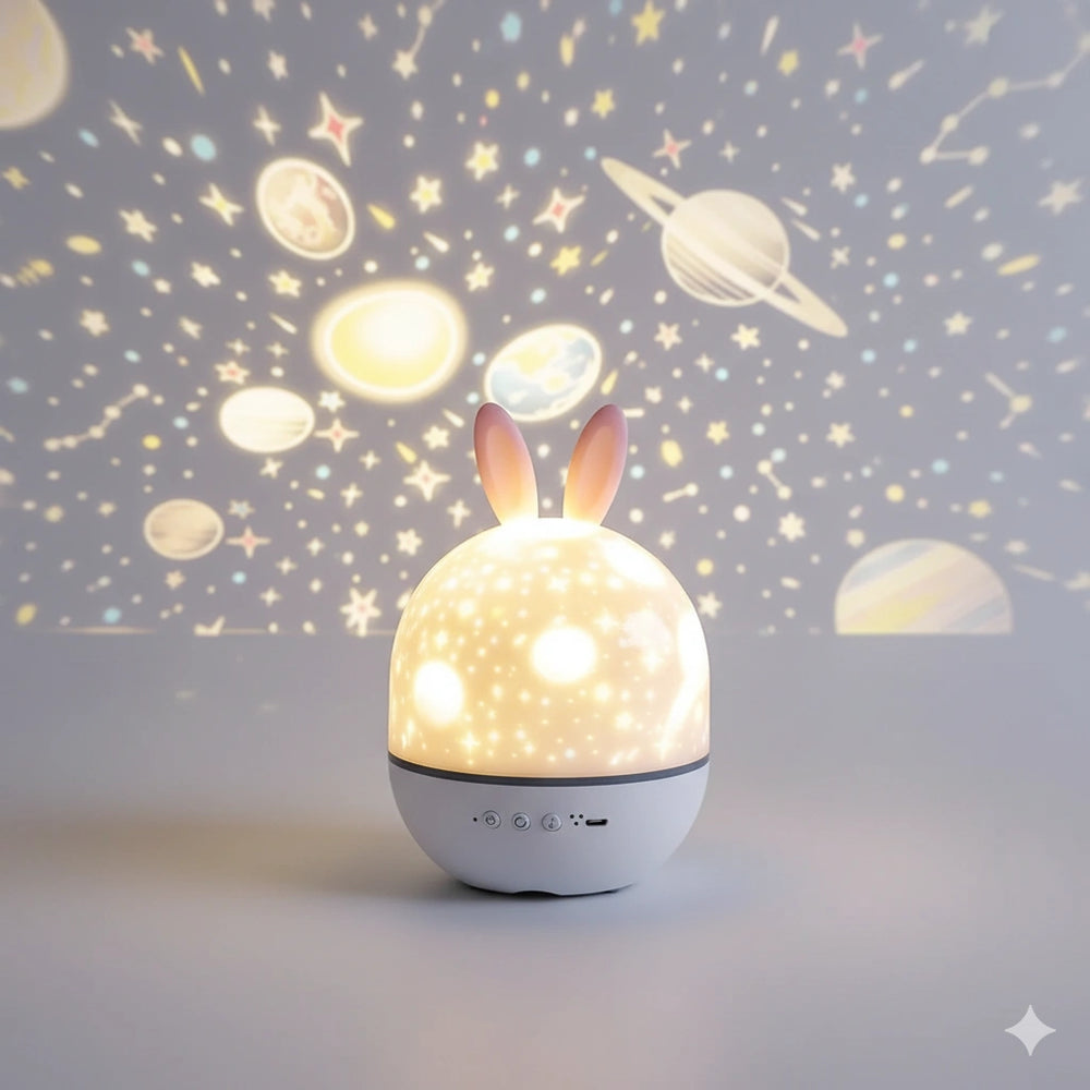 Veilleuse Lapin Projection Étoiles