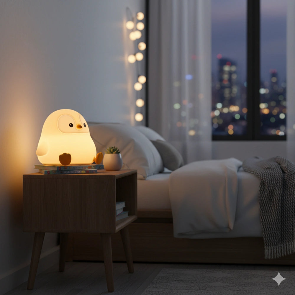 Veilleuse Bébé Pingouin en Silicone