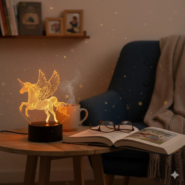 Grosse Veilleuse Licorne 3D 16 Couleurs avec Télécommande