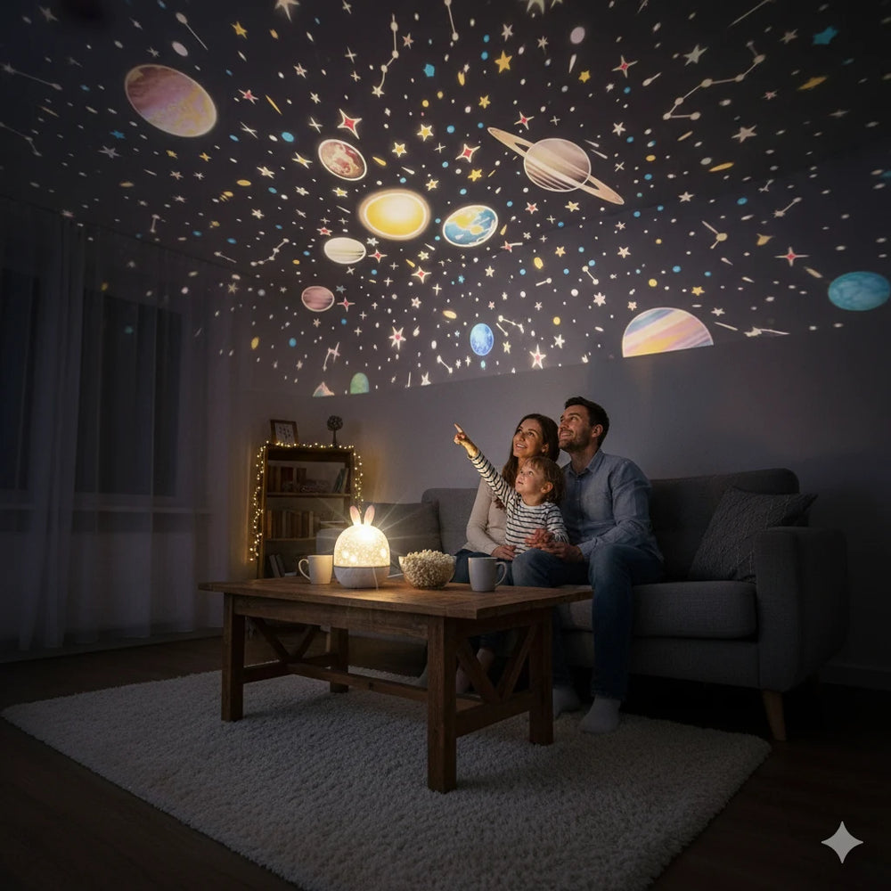 Veilleuse Lapin Projection Étoiles