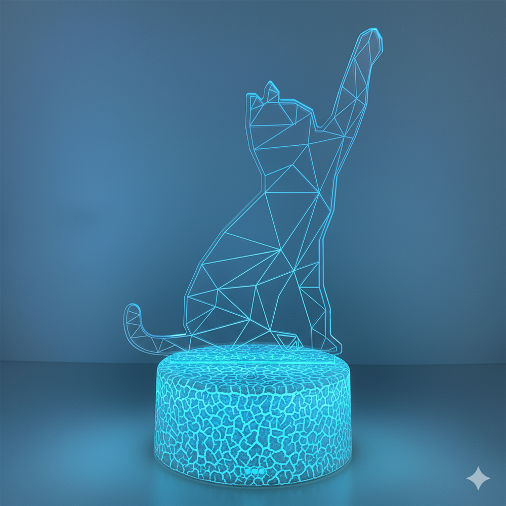 Veilleuse Chat Led 3D 7 Couleurs