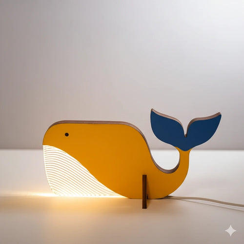 Veilleuse Bébé Baleine en Bois