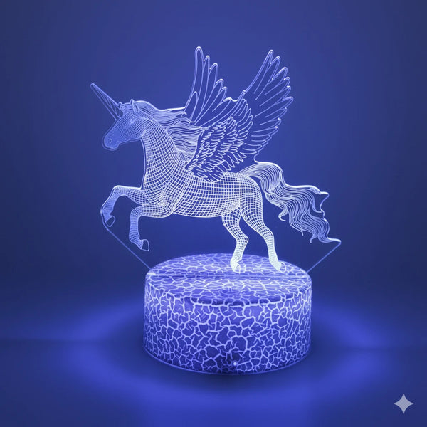 Grosse Veilleuse Licorne 3D 16 Couleurs avec Télécommande
