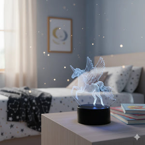 Grosse Veilleuse Licorne 3D 16 Couleurs avec Télécommande