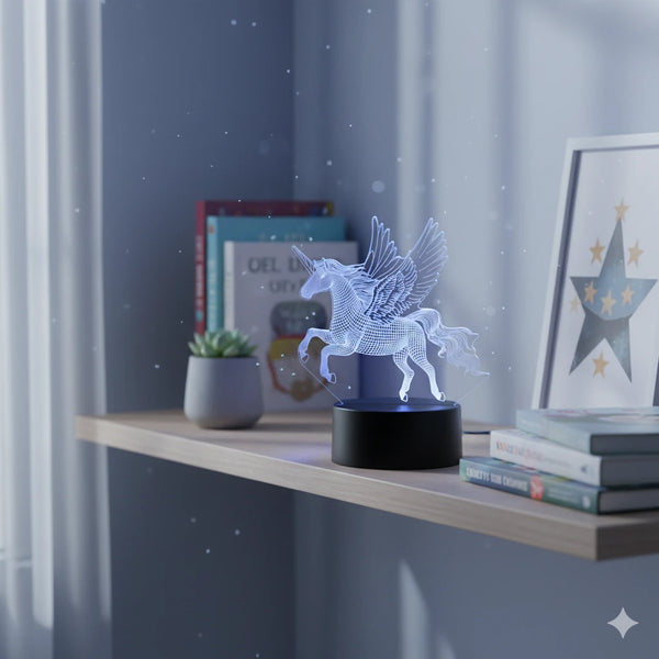 Grosse Veilleuse Licorne 3D 16 Couleurs avec Télécommande