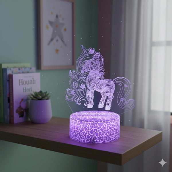 Grande Veilleuse Licorne 3D 16 Couleurs avec Télécommande