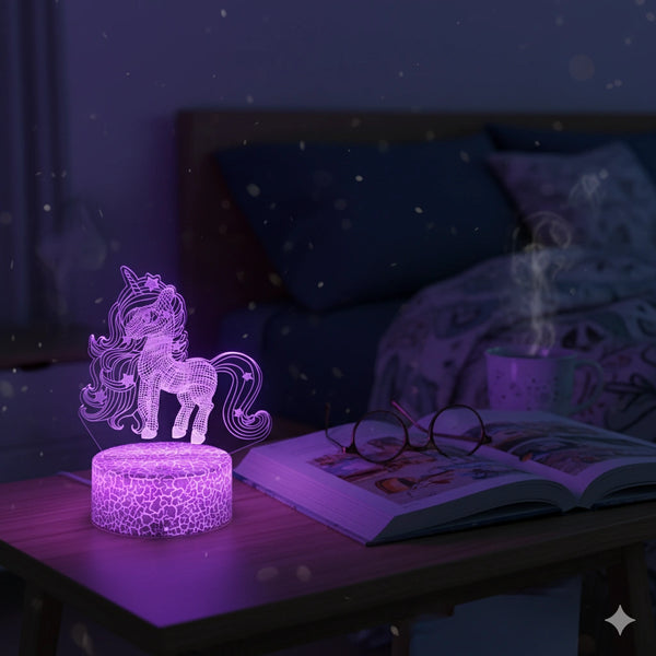 Grande Veilleuse Licorne 3D 16 Couleurs avec Télécommande