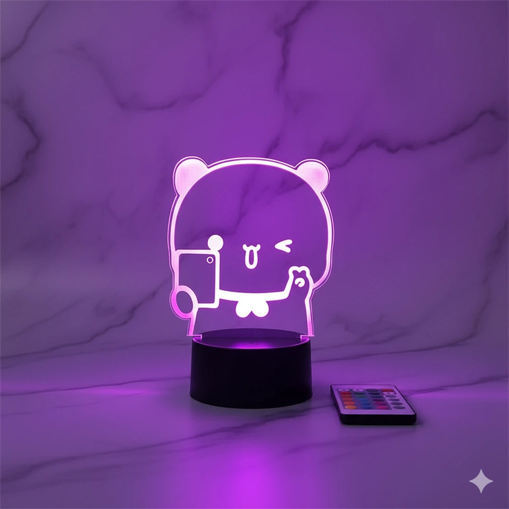 Veilleuse Bebe Panda Télécommande 3D 16 couleurs
