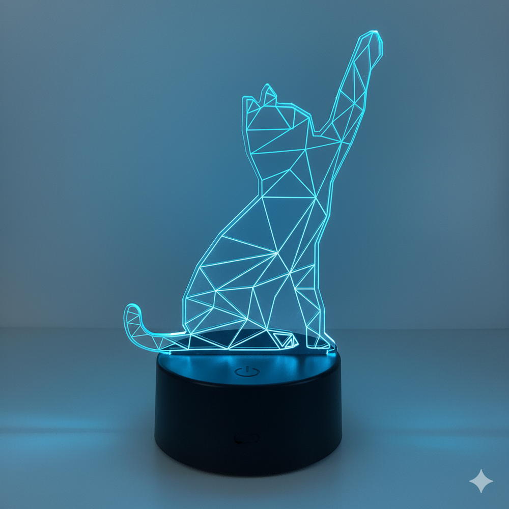 Veilleuse Chat Led 3D 7 Couleurs