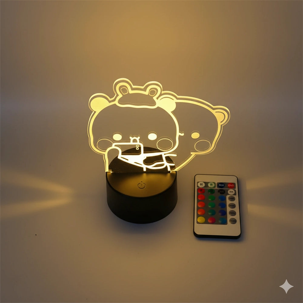Lampe Veilleuse Panda Télécommande 3D 16 couleurs