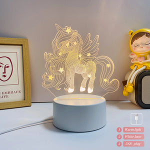 Licorne Veilleuse 3D 7 Couleurs en Acrylique
