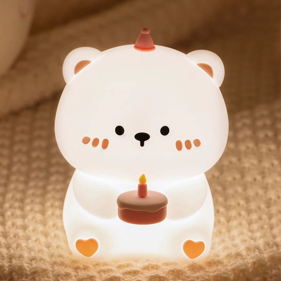 Ourson Lumineux Veilleuse Anniversaire En Silicone