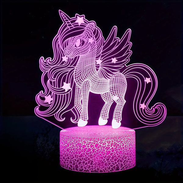 Licorne Veilleuse 3D 7 Couleurs en Acrylique