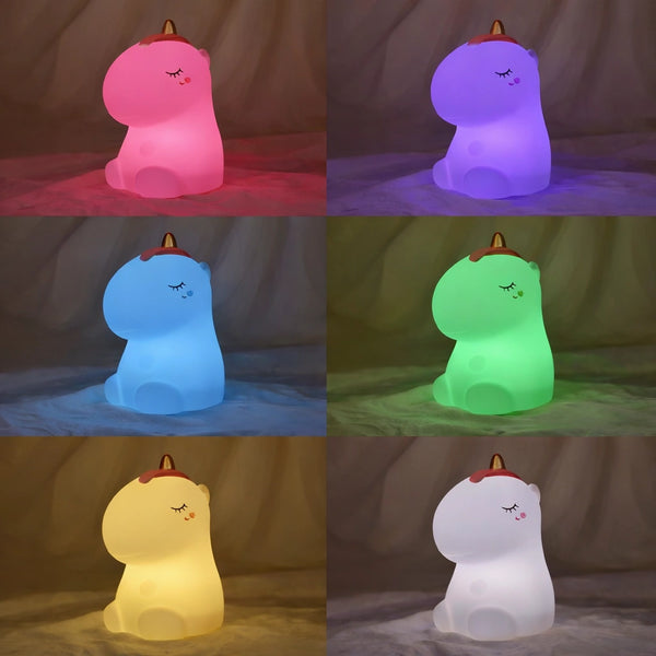 Veilleuse Colorée Licorne LED, En Silicone, Rechargeable Par USB