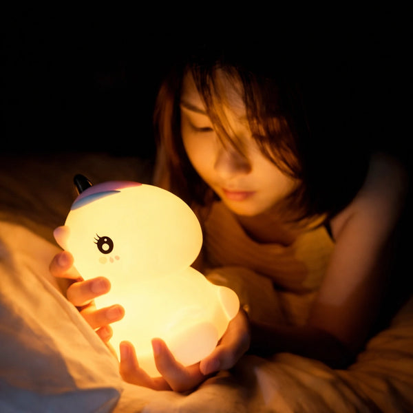 Veilleuse Colorée Licorne LED, En Silicone, Rechargeable Par USB